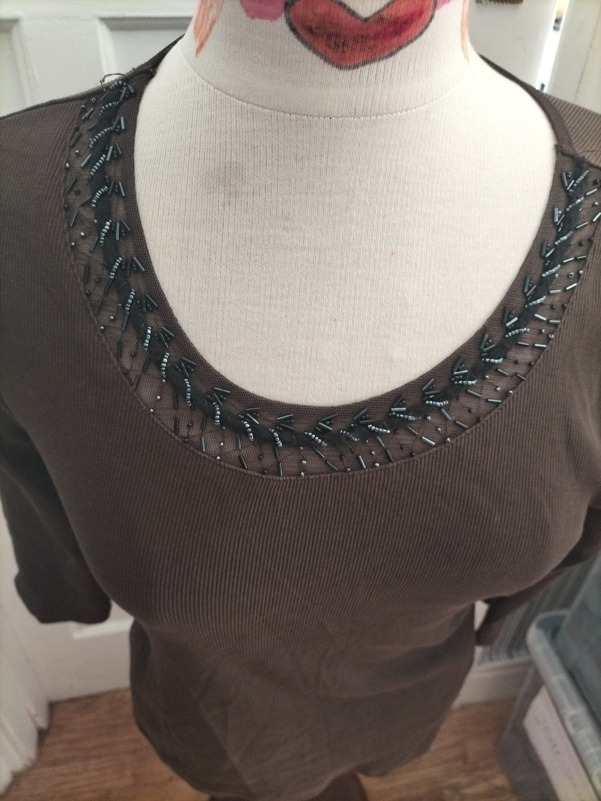 Ladies Margittes Size (40) Brown Long Sleeved Blouse