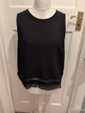 Primark 16 Black Sleeveless "Holey" Hem Detail Blouse