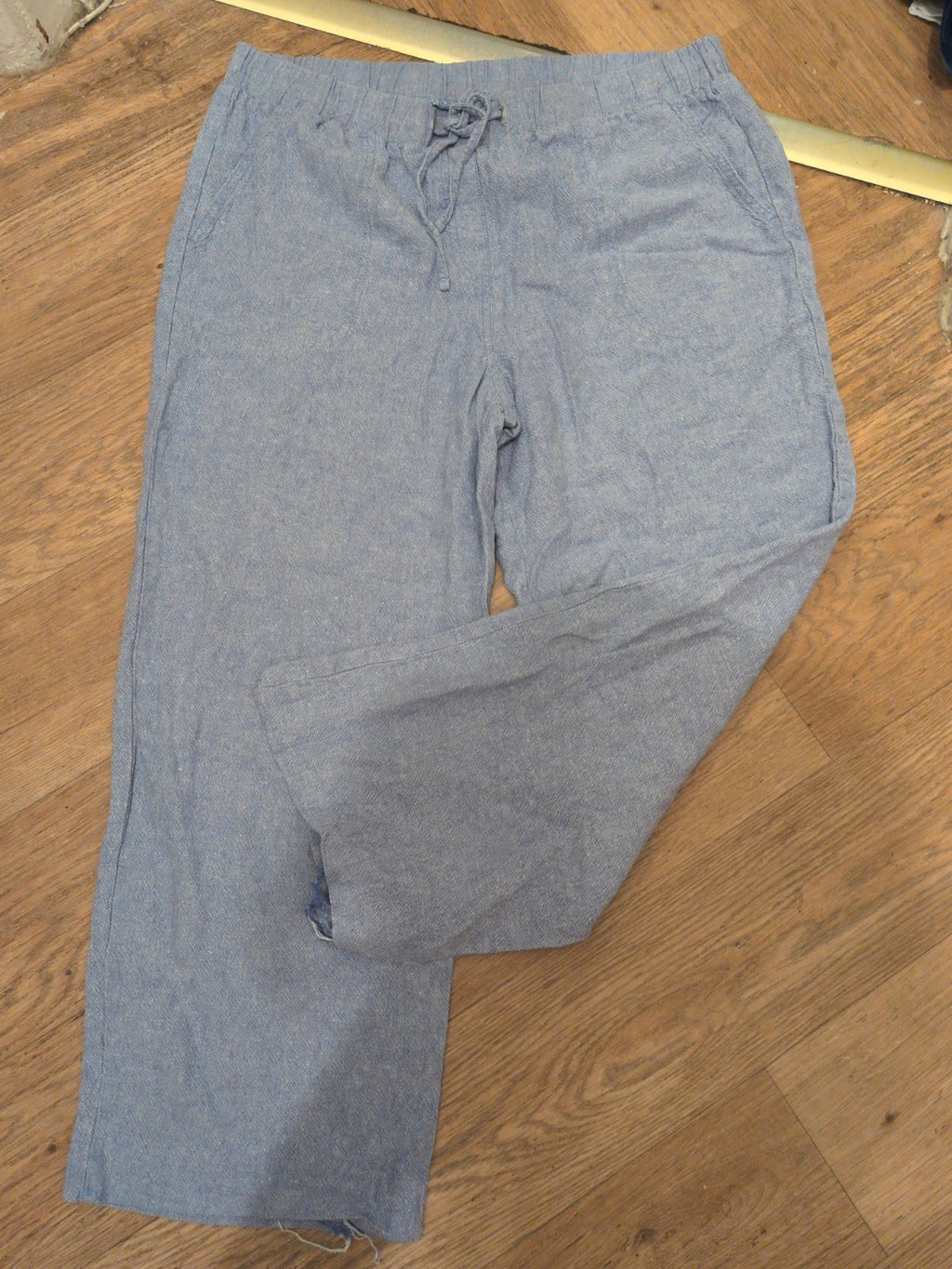 Ladies Cotton Traders Size 14 Blue Elasticated Trousers