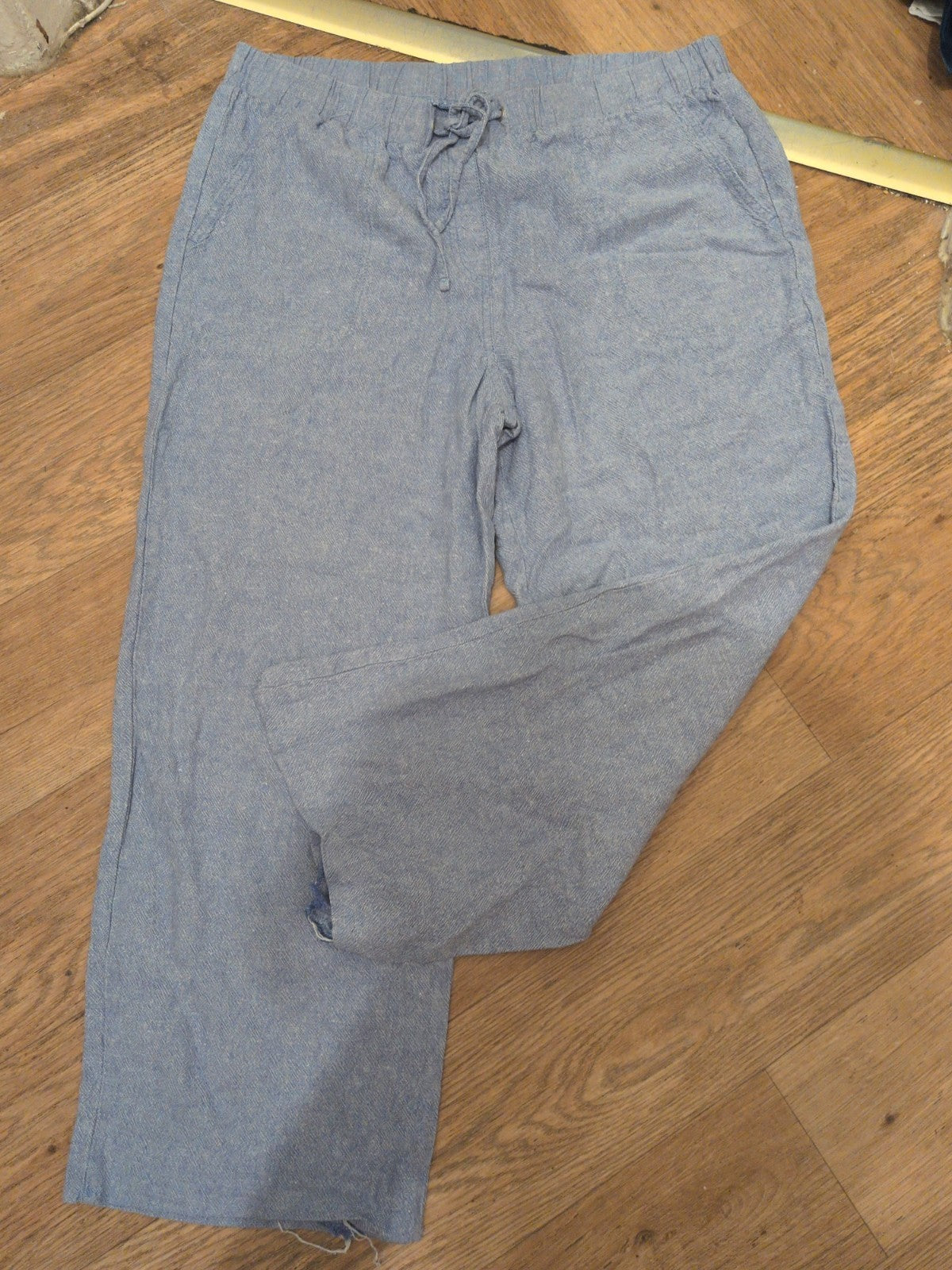 Ladies Cotton Traders Size 14 Blue Elasticated Trousers