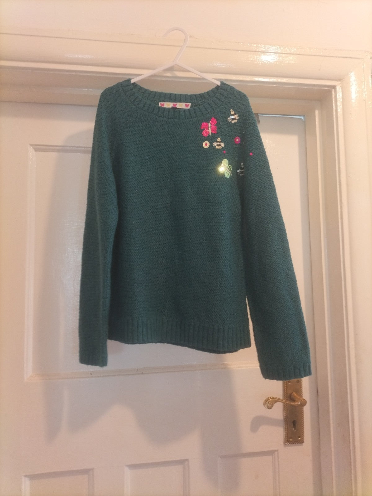 Girls John Lewis 9 Years Green Long Sleeved Pullover Jumper