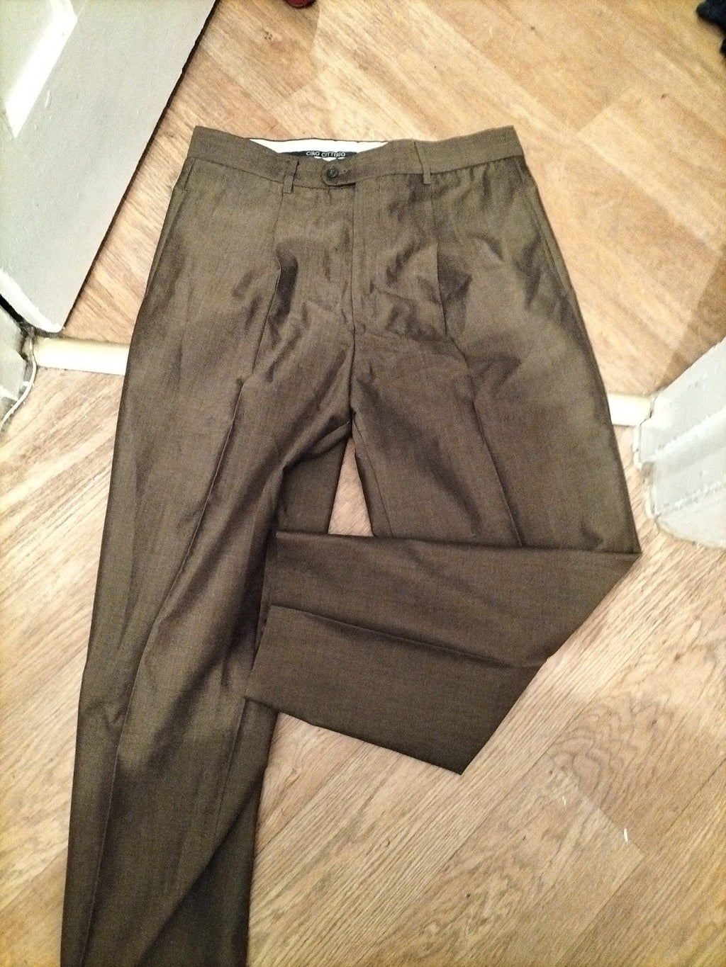 Mens Ciro Citterio Size 36/32 Brown Smart Trousers