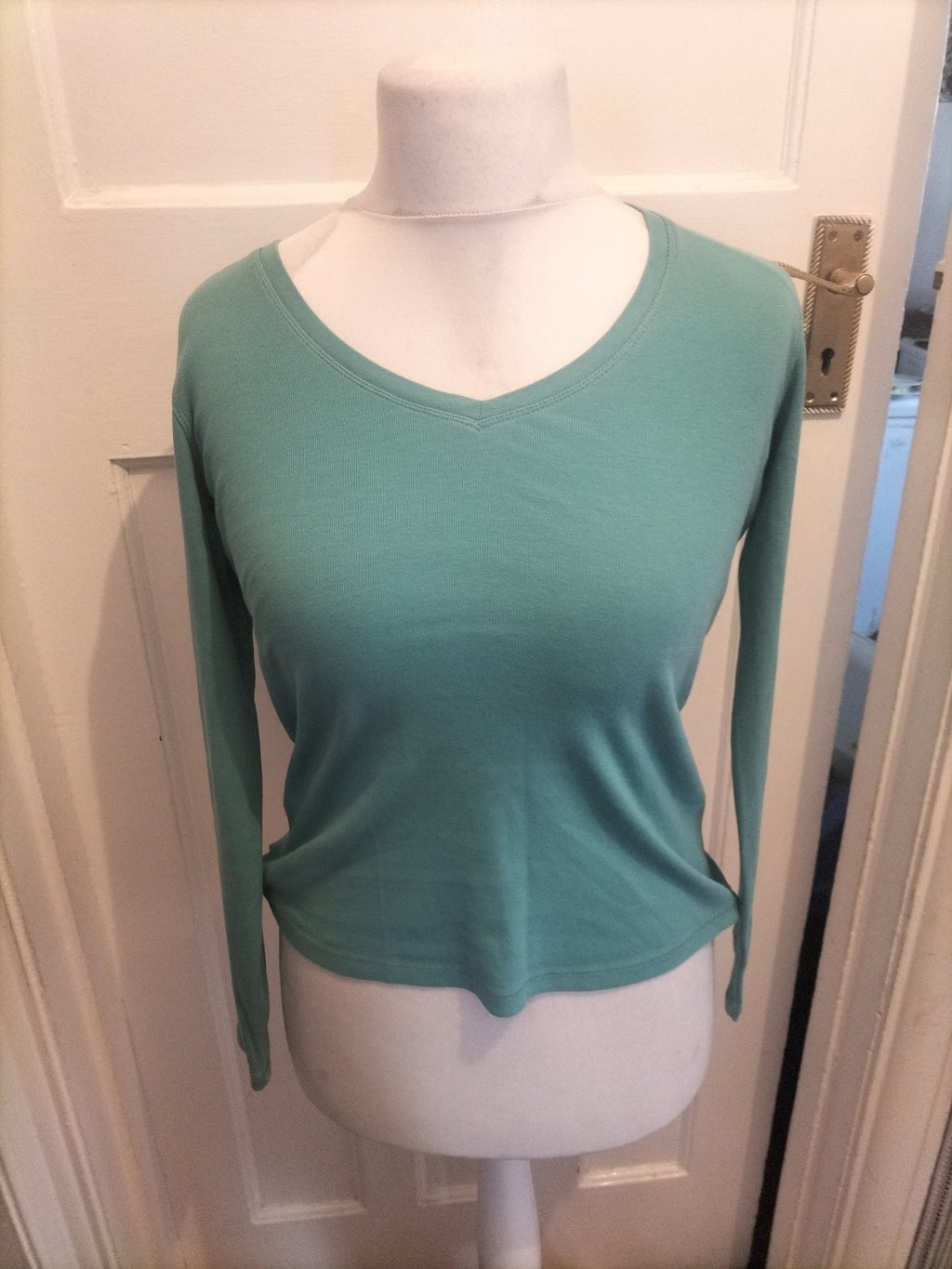 Ladies Marks And Spencers Size 10 Dark Turquoise Long Sleeved Top