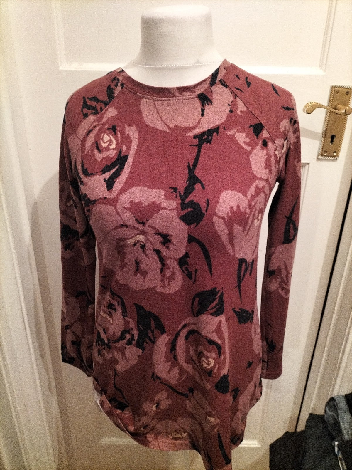 Ladies Marks And Spencer Size 10 Pink/Purple Long Sleeve Floral Dress