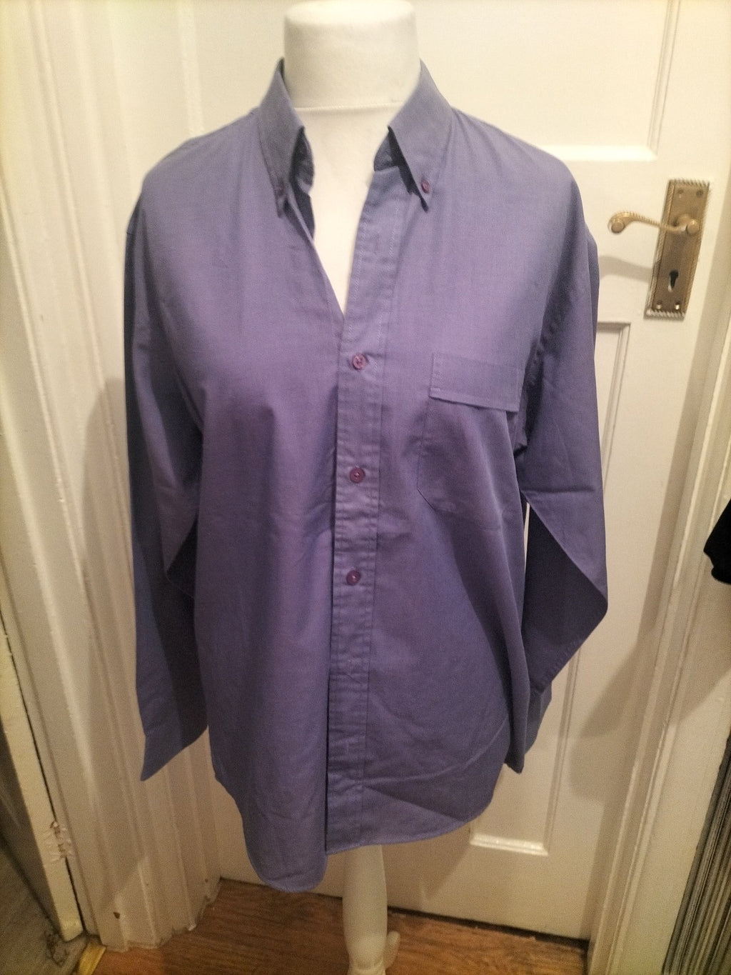 Mens Uno Jeff&Co Size 16 Cotton Rich Purple Long Sleeved Shirt