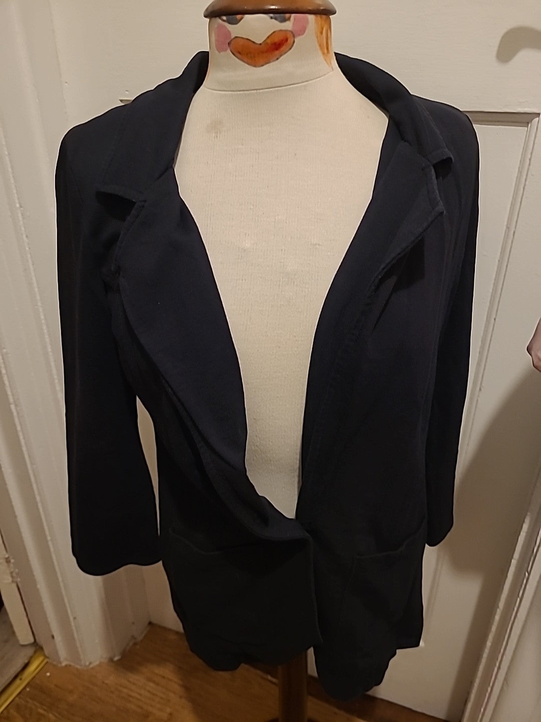 Ladies Denim&Co Size 8 Black Boyfriend Blazer