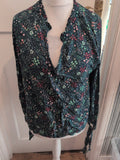 Ladies Maine New England Size 20 Navy Floral Long Sleeve Blouse