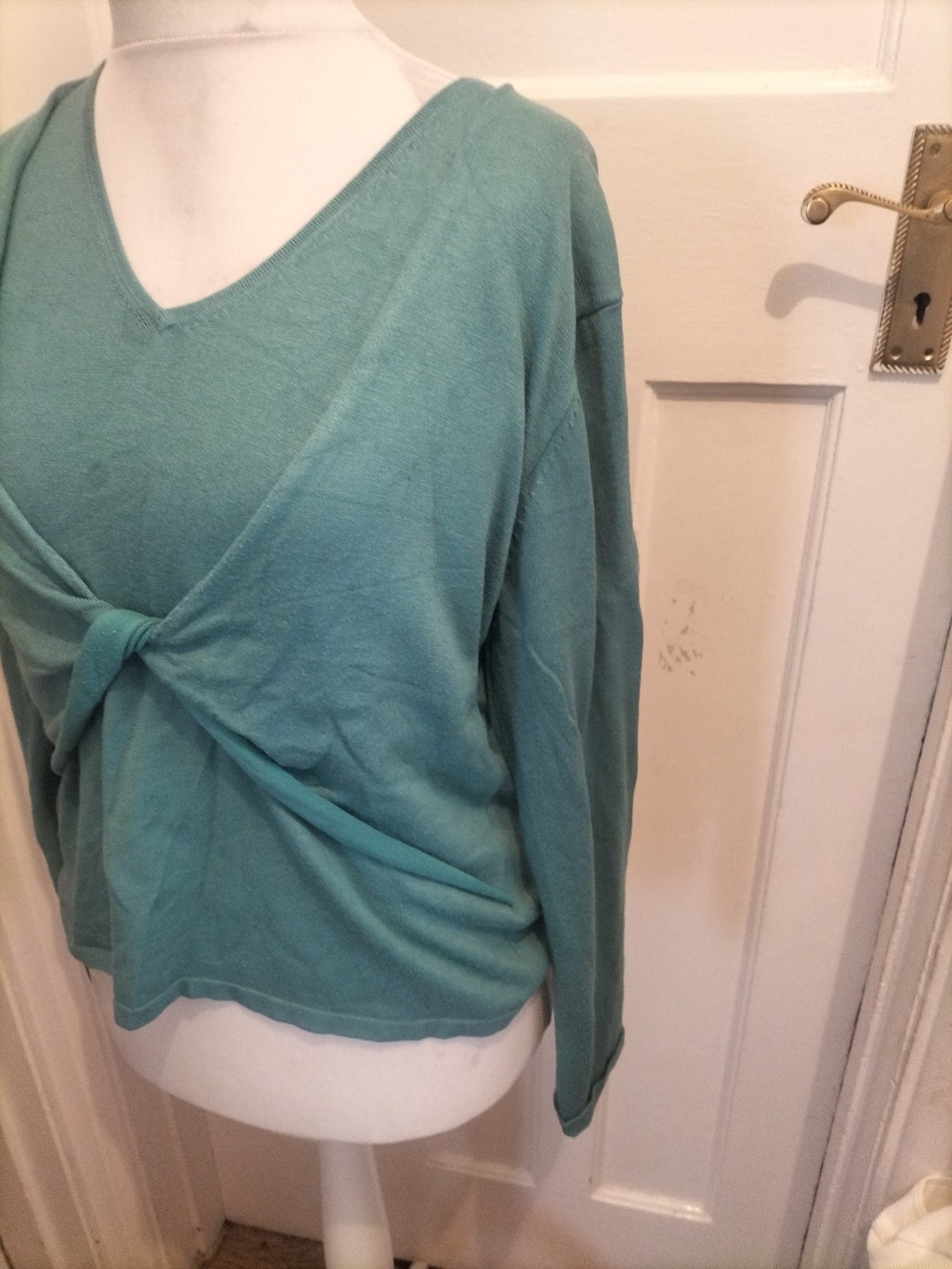 Ladies First Avenue Size L Turquoise Long Sleeved Blouse