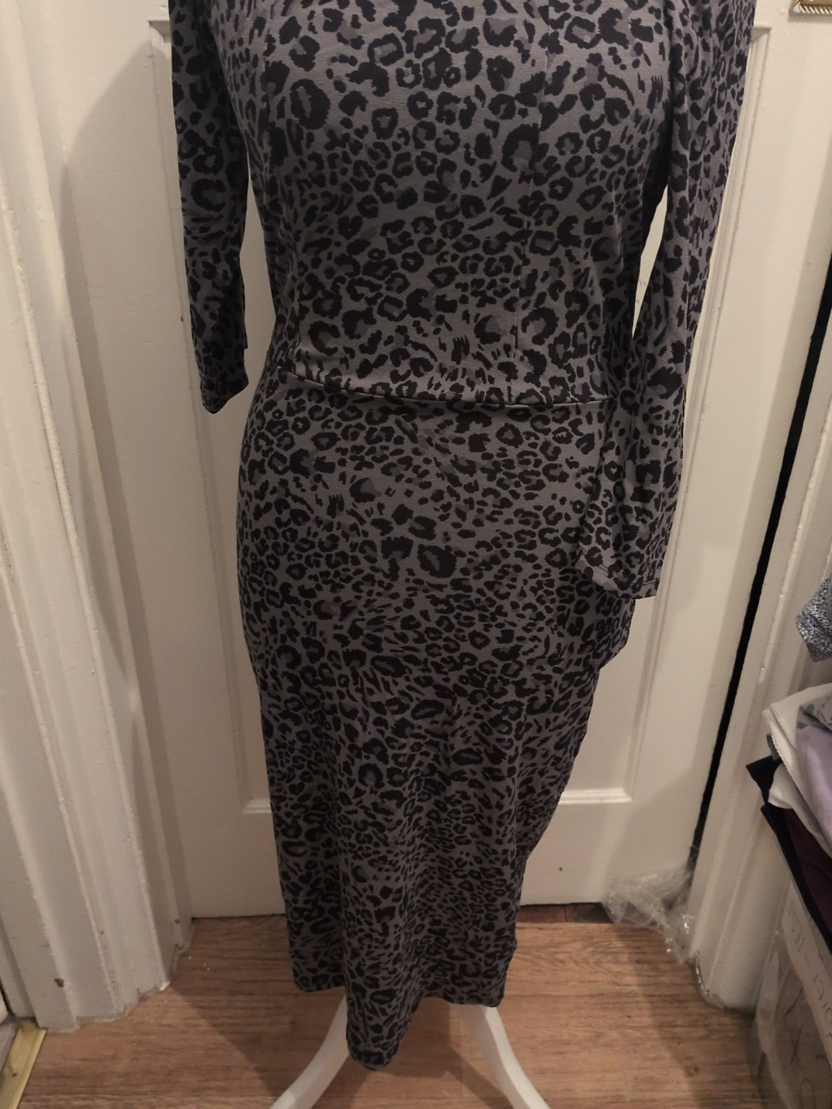 Sosandar Small Leopard Print Half Sleeve Dress