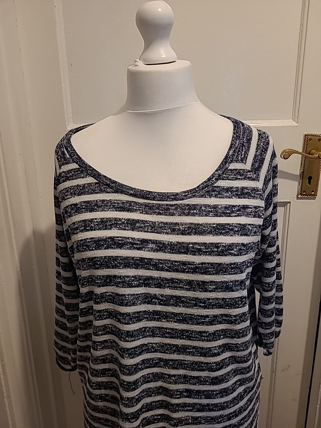 Ladies Tu Size 16 Black Fleck Striped Long Sleeved Blouse