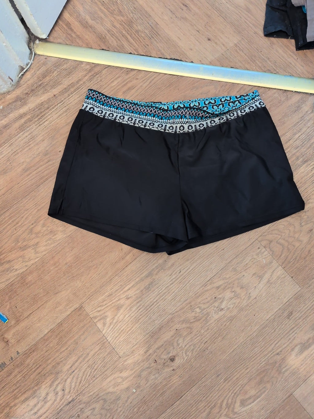 Large Black Multi Trim Swim Shorts Ladies