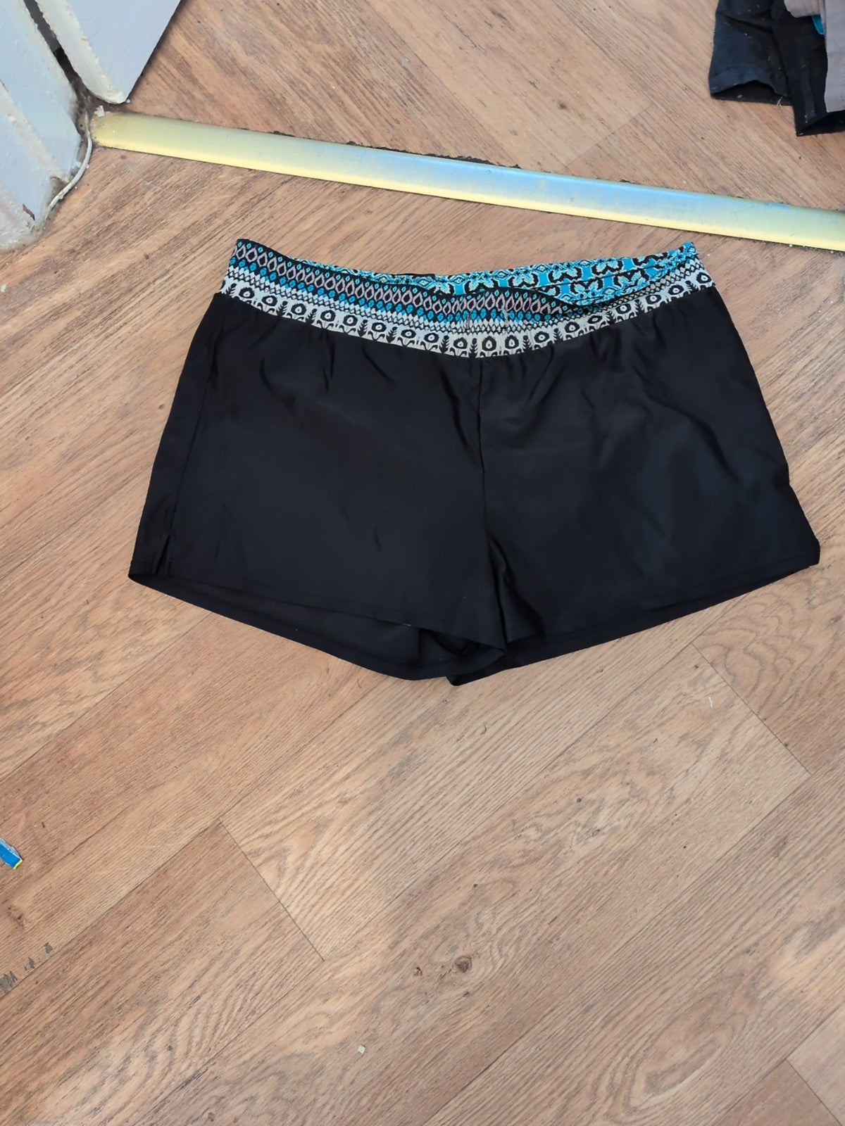 Large Black Multi Trim Swim Shorts Ladies