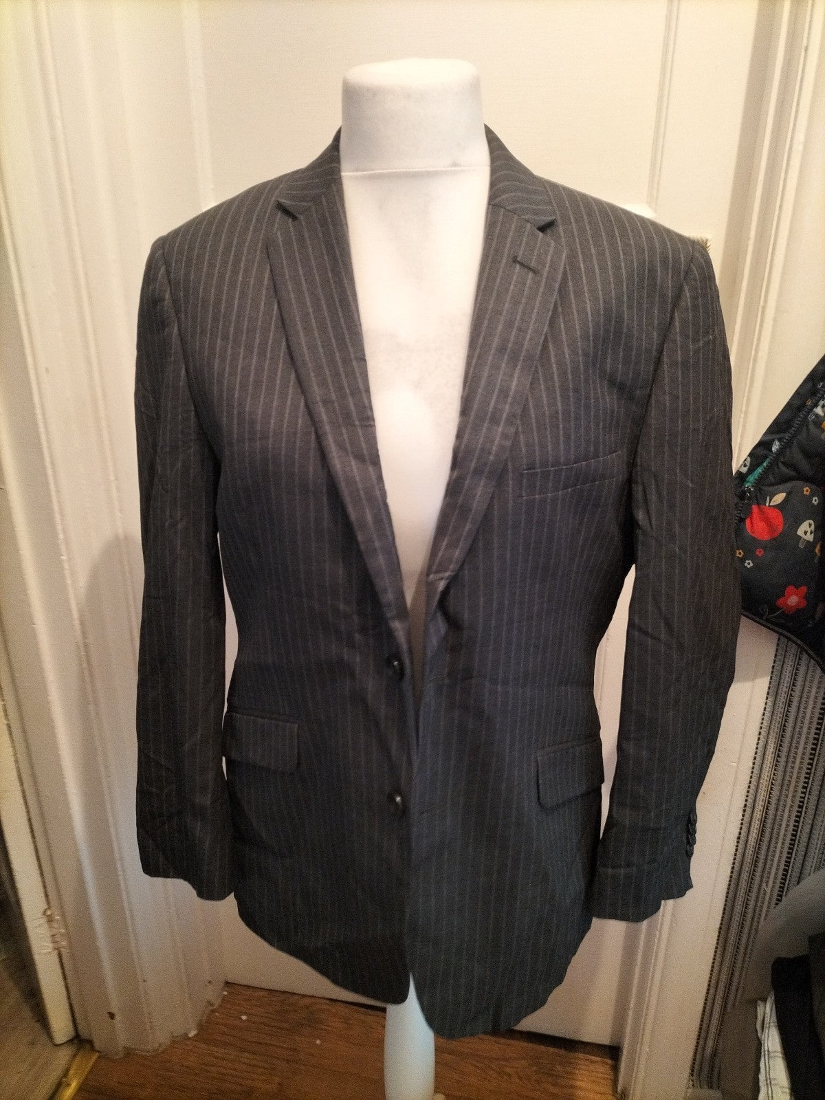 Mens Paul Costelloe Size 40 Short Grey Striped Jacket