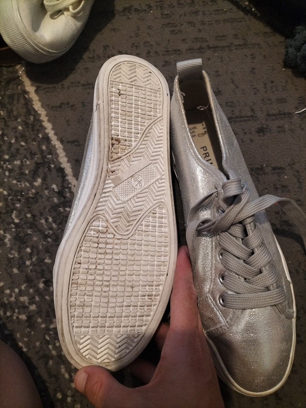 Ladies Primark Size 6 Silver Shinny Tie Up Pumps