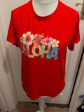 Ladies Large Red Aloha Short Sleeve T-shirt