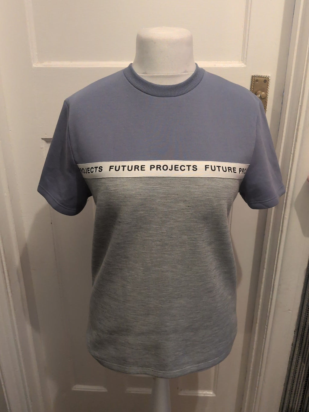 Primark Small Blue And Grey Short Sleeve Jumper