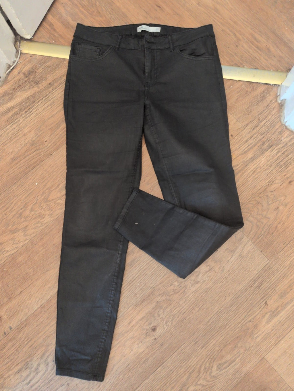 Ladies Zara Size 12 Black Pleather Jegging