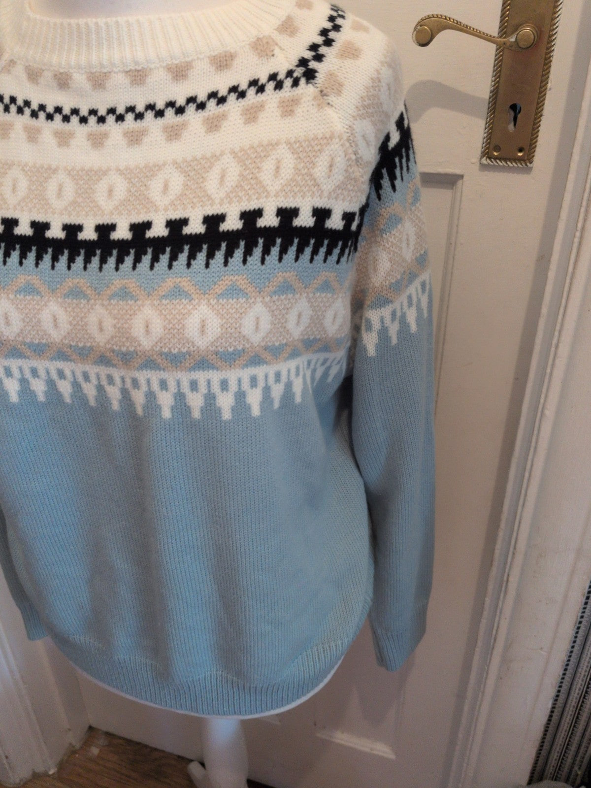 XL Blue Grey White Ultra Soft Pullover Jumper