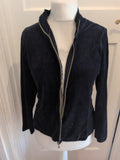 Ladies Marks And Spencer Size 14 Navy Full Zip Ribbed Top
