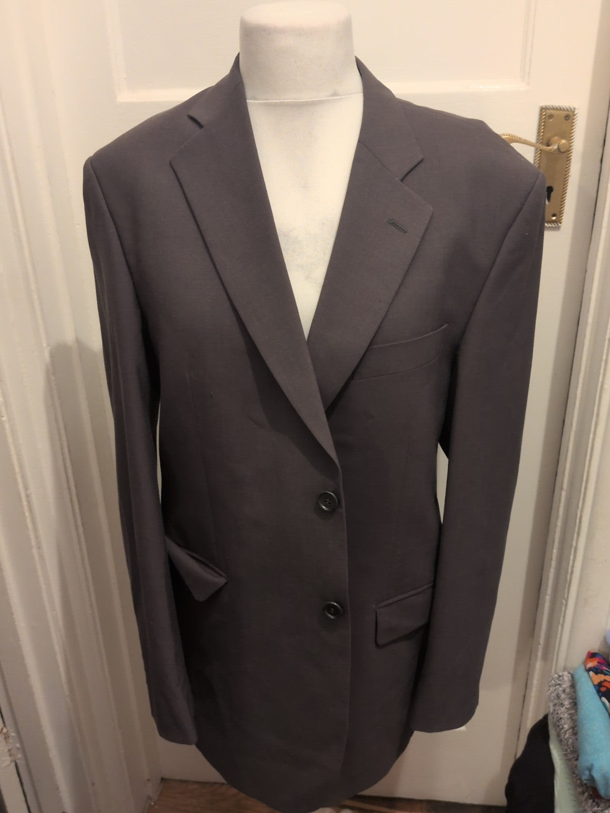 Mens Marks And Spencer Size 42 Medium Dark Taupe Grey Suit Jacket
