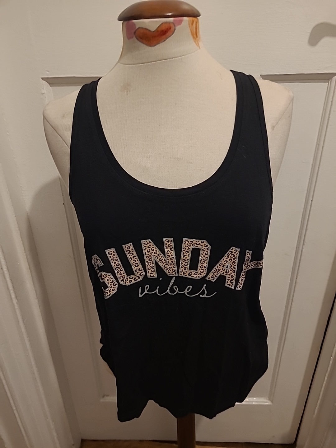 Ladies Peacocks Size 10-12 Black Relax Pyjama Top