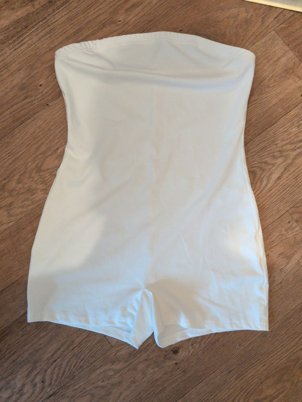 Shein Medium White Sleeveless Strapless Playsuit