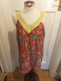 Ladies Hot Body Size Medium Multicoloured Semi See Through Sleeveless Blouse