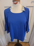 Brand New Ladies George Size 10 Blue Short Flute Sleeved Blouse