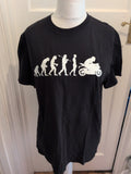 Large Black With White Ape To Motorcycle T-shirt