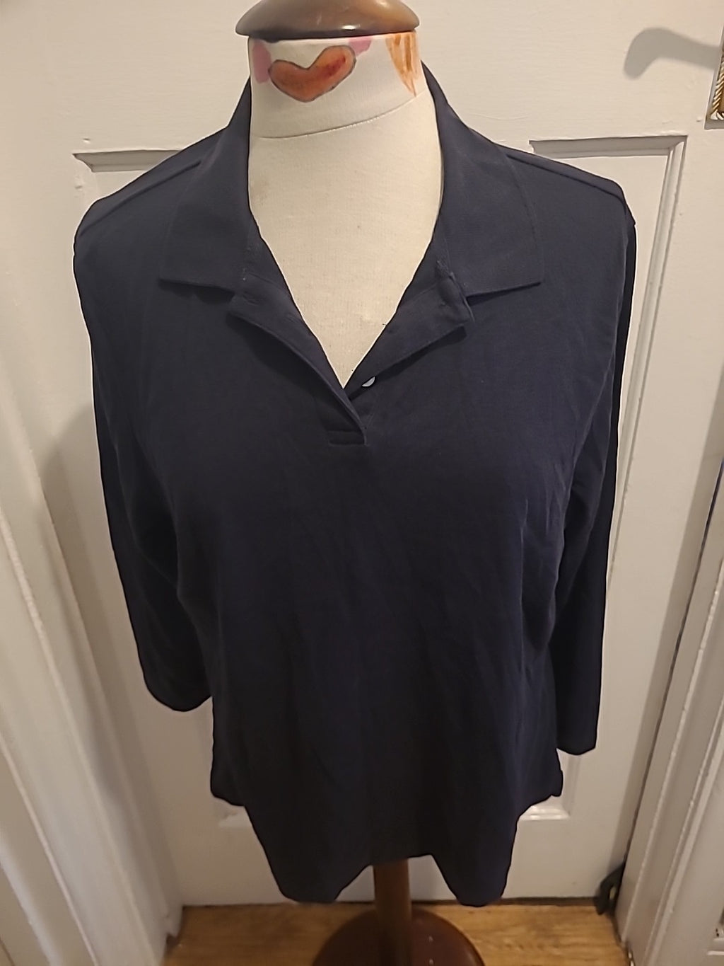 Mens Lands End Size Large Black Mid Sleeved Polo