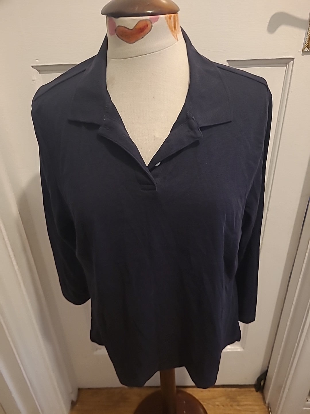 Mens Lands End Size Large Black Mid Sleeved Polo