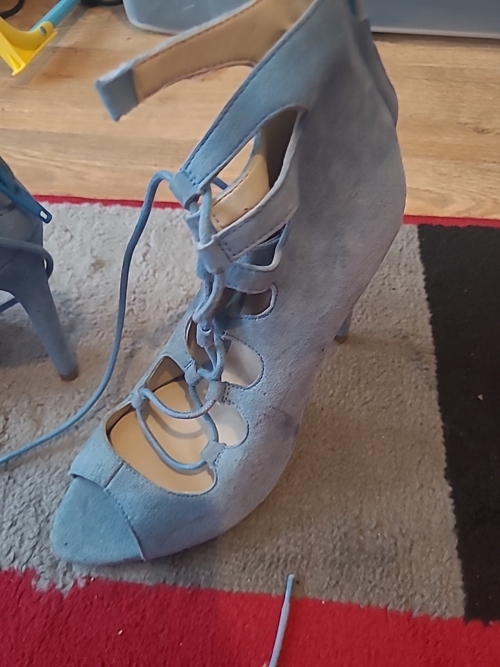 Ladies Office London Size Uk 3.5 Pale Blue Lace Detailed Heels