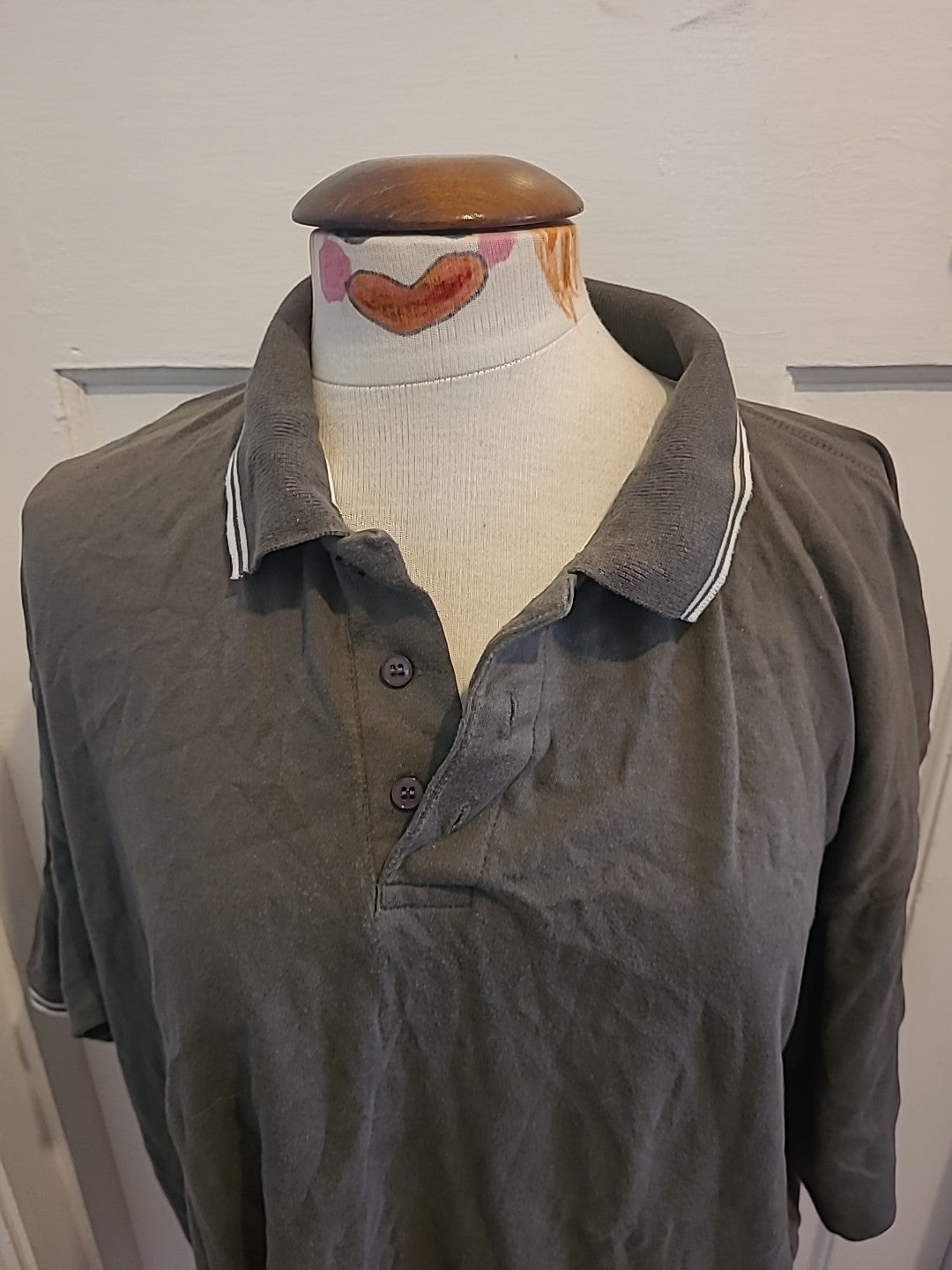 Mens Cedarwood State Size XL Grey With White Short Sleeved Polo