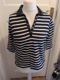 Ladies Esmara Large Navy Stripe Long Sleeve Polo