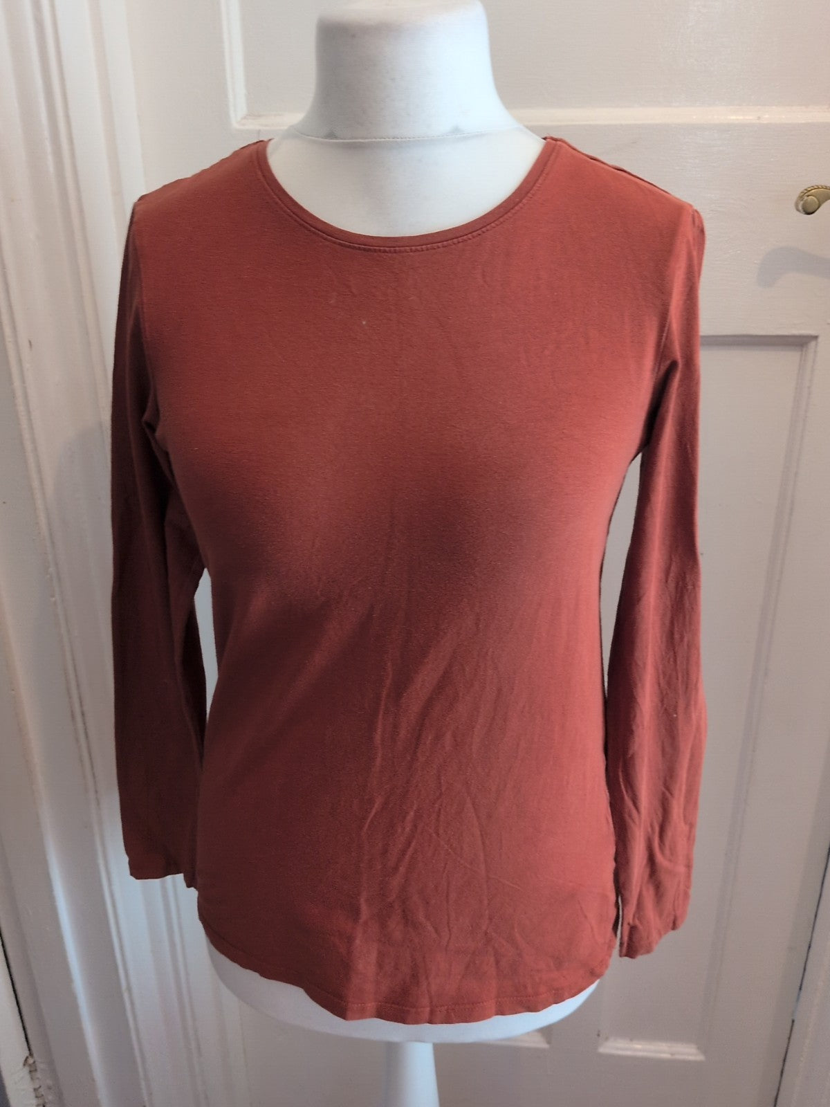 Primark 14-16 Rust Stretch Crew Long Sleeve T-shirt