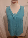 Ladies David Emanuel Size 10 Turquoise Sleeveless V Neck Blouse