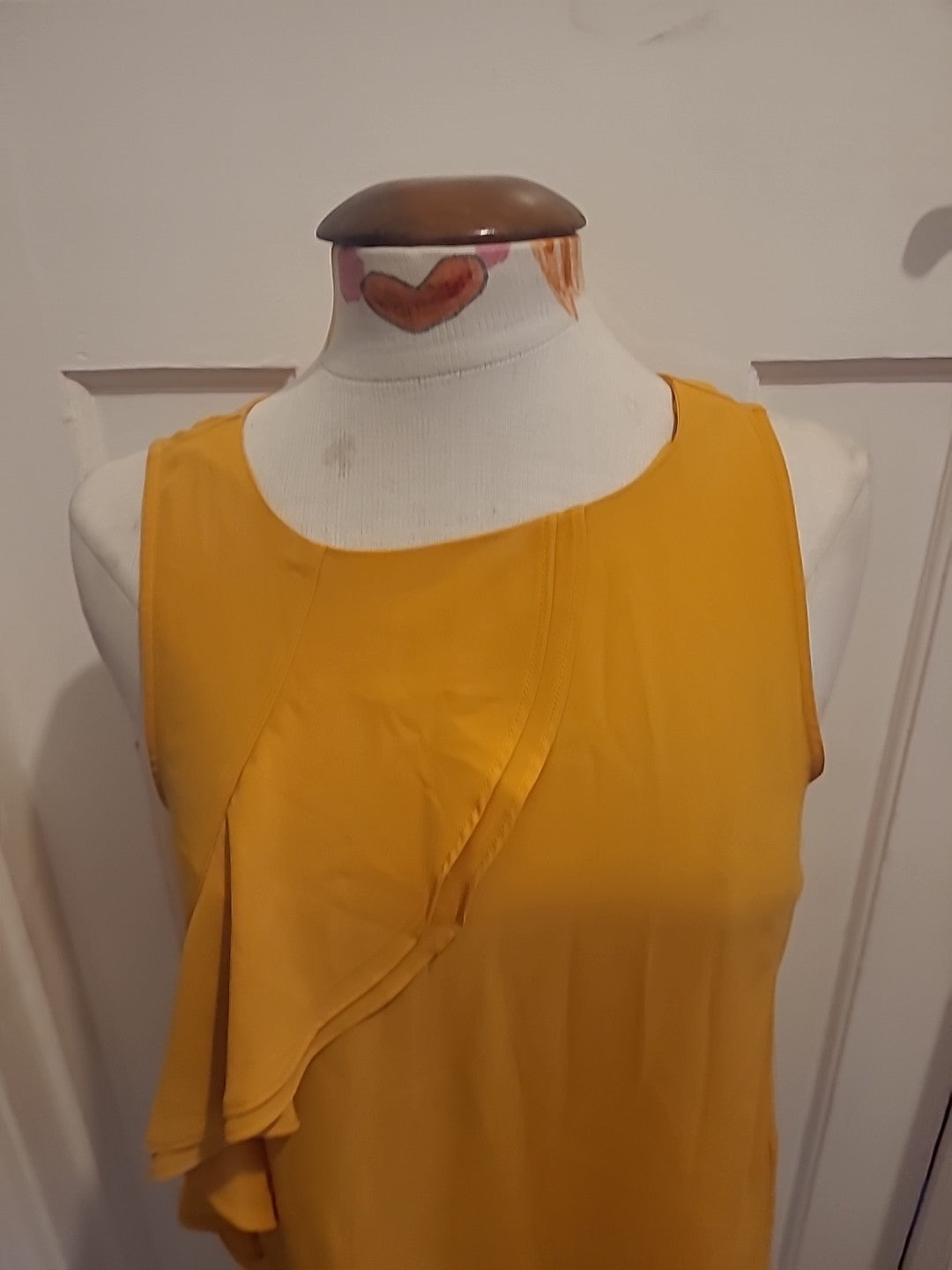 Ladies Oasis Size 10 Orange Sleeveless Blouse Detailed Chest