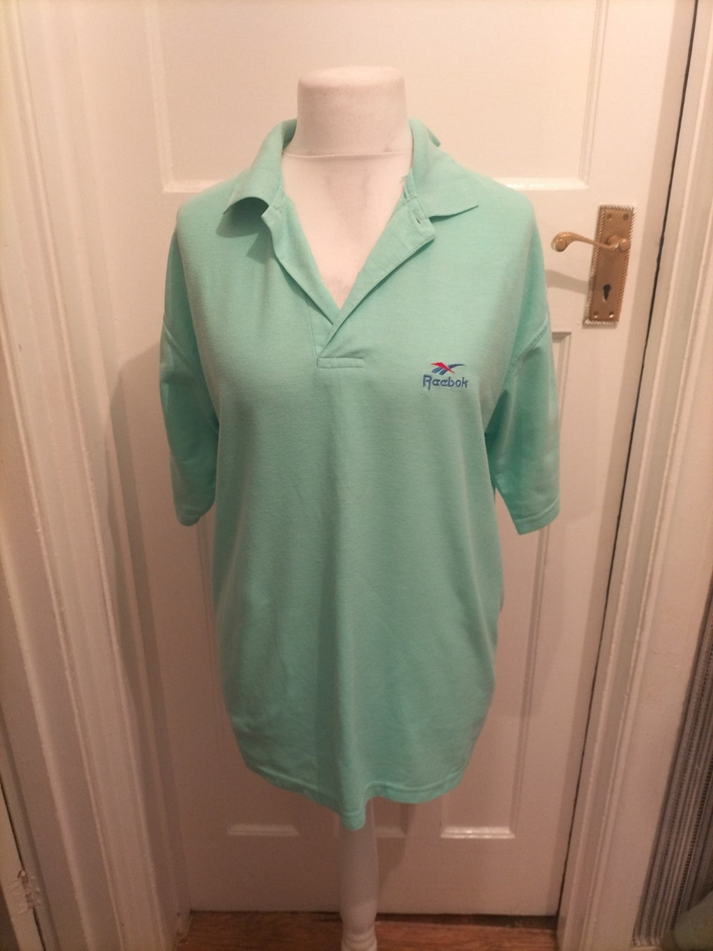 Mens Reebok Size XL Aqua Blue Short Sleeved Polo