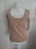 Marks And Spencer Size 10 Natural Mix Patterned 3/4 Sleeved Blouse