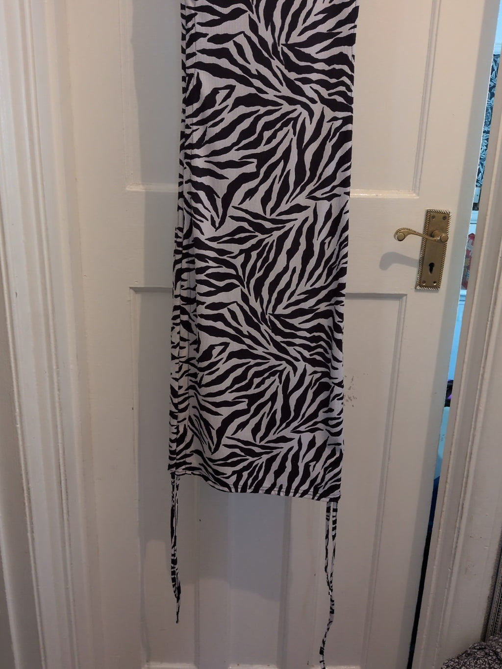 Rebellious Small Black And White Zebra Print Sleeveless Long Length Dress
