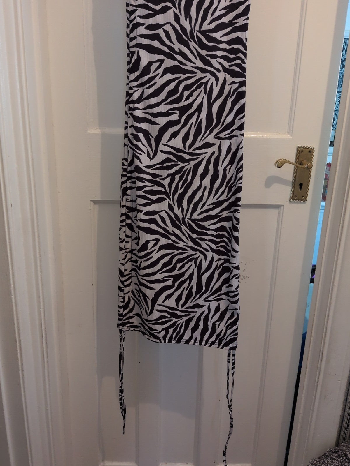 Rebellious Small Black And White Zebra Print Sleeveless Long Length Dress
