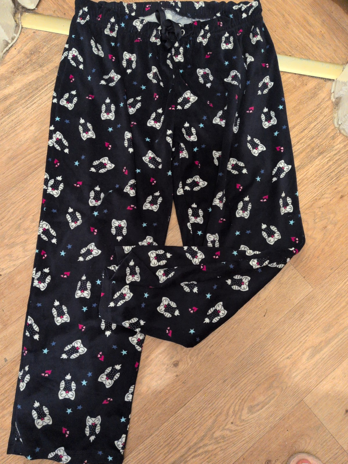 XL Black Owl Elasticated Pyjama Bottoms