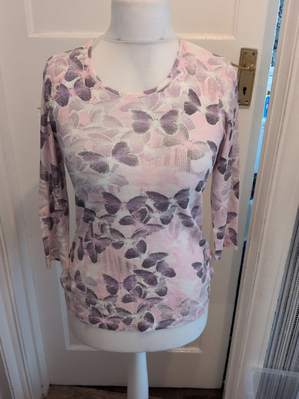 Olson 10 Pink And Purple 3/4 Sleeve Blouse