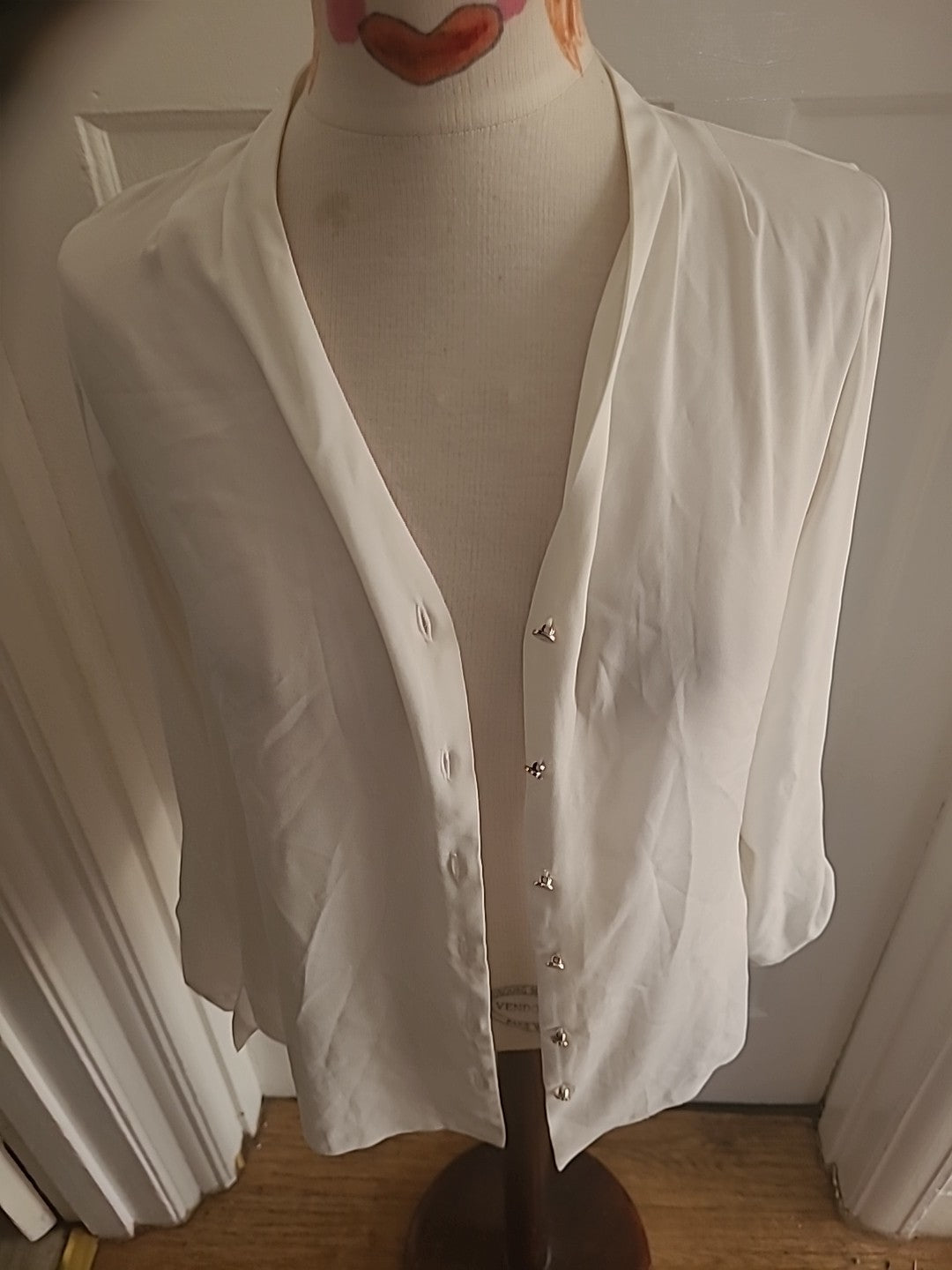 Ladies Dorothy Perkins Size 8 Ivory Buttoned Blouse
