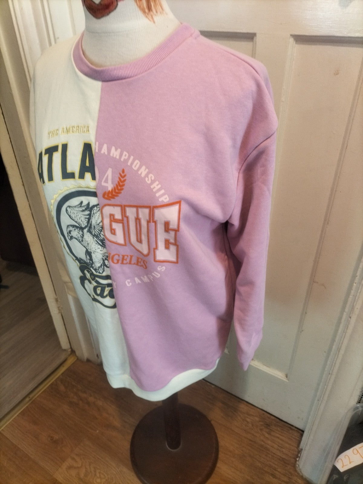 Girls Primark 13-14 Years Pink White American Football Jumper
