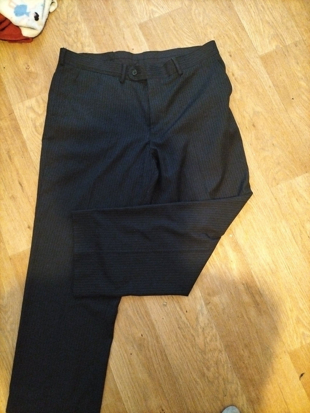 Mens 38S Black Pinstripe Trousers