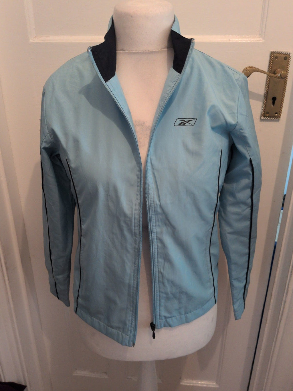 Ladies Reebok 10 Pale Blue Mesh Line Track Jacket Full Zip