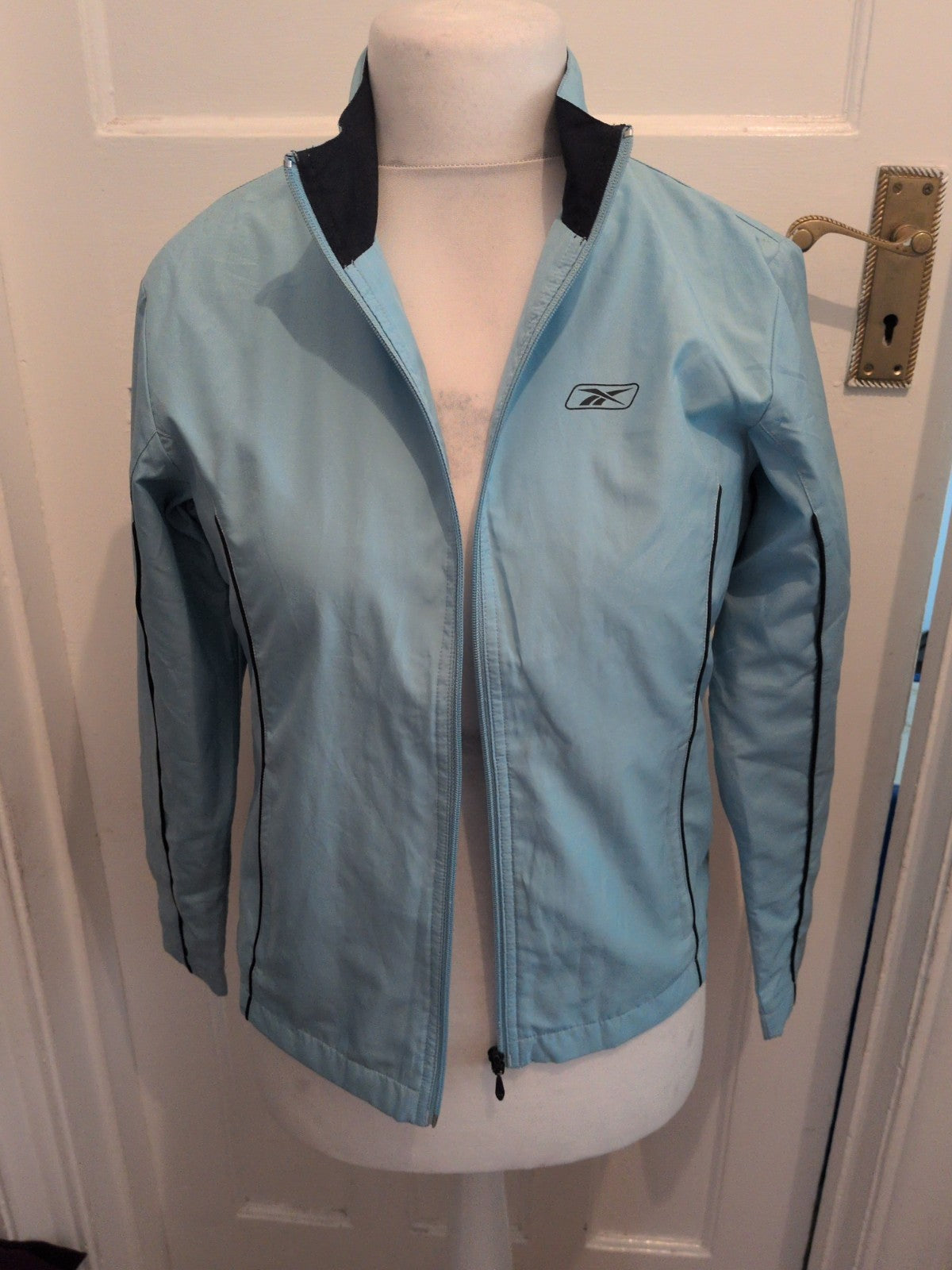 Ladies Reebok 10 Pale Blue Mesh Line Track Jacket Full Zip