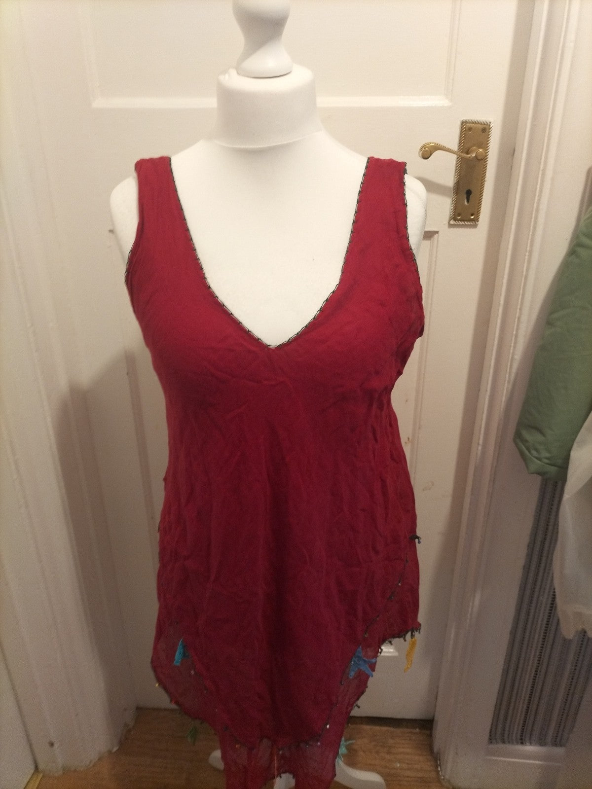 Ladies Size Large Plum Colour Fish Detail Top