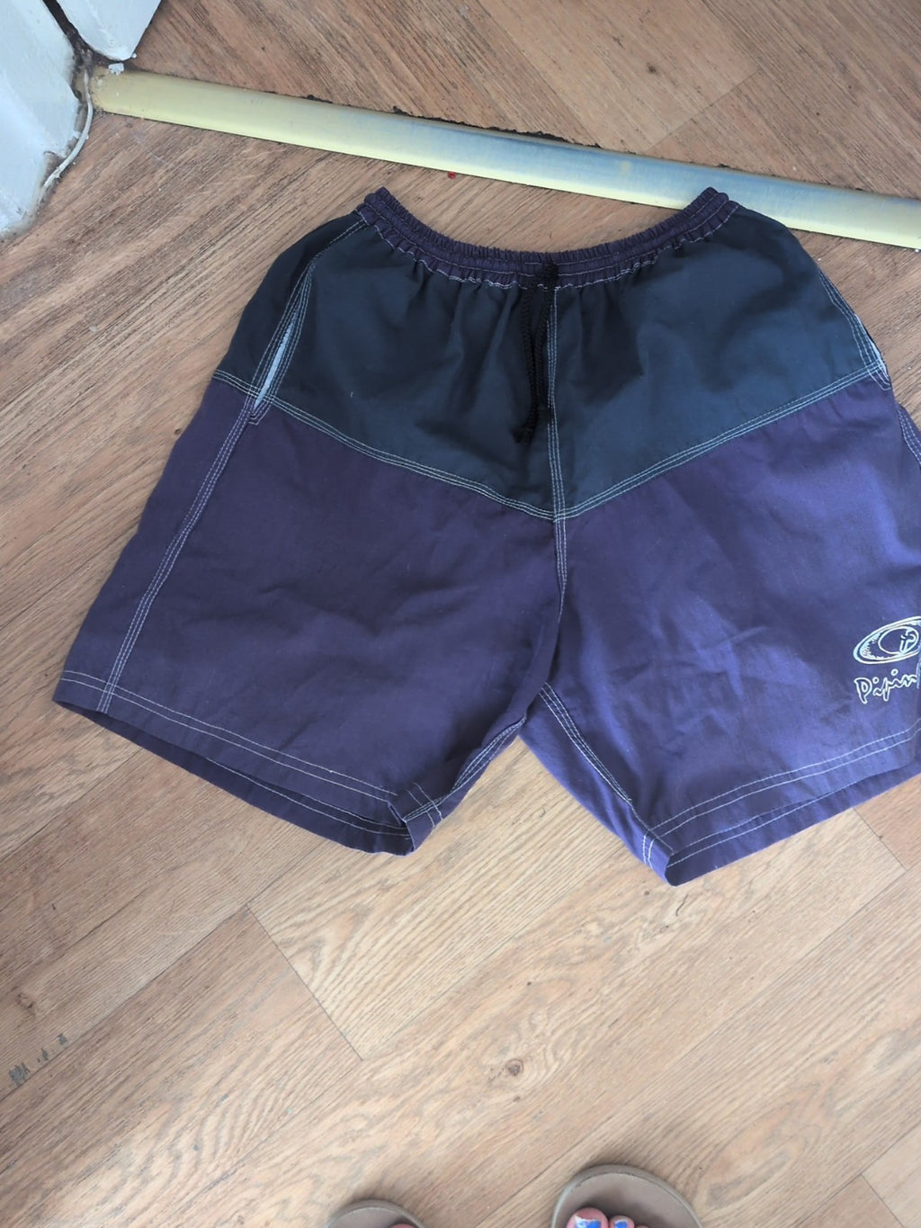 XL Purple And Black Elasticated Shorts
